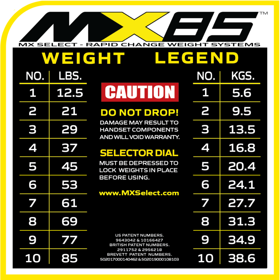 MX85 justerbara hantlar 5,6-38,6kg utan stativ - Image 3