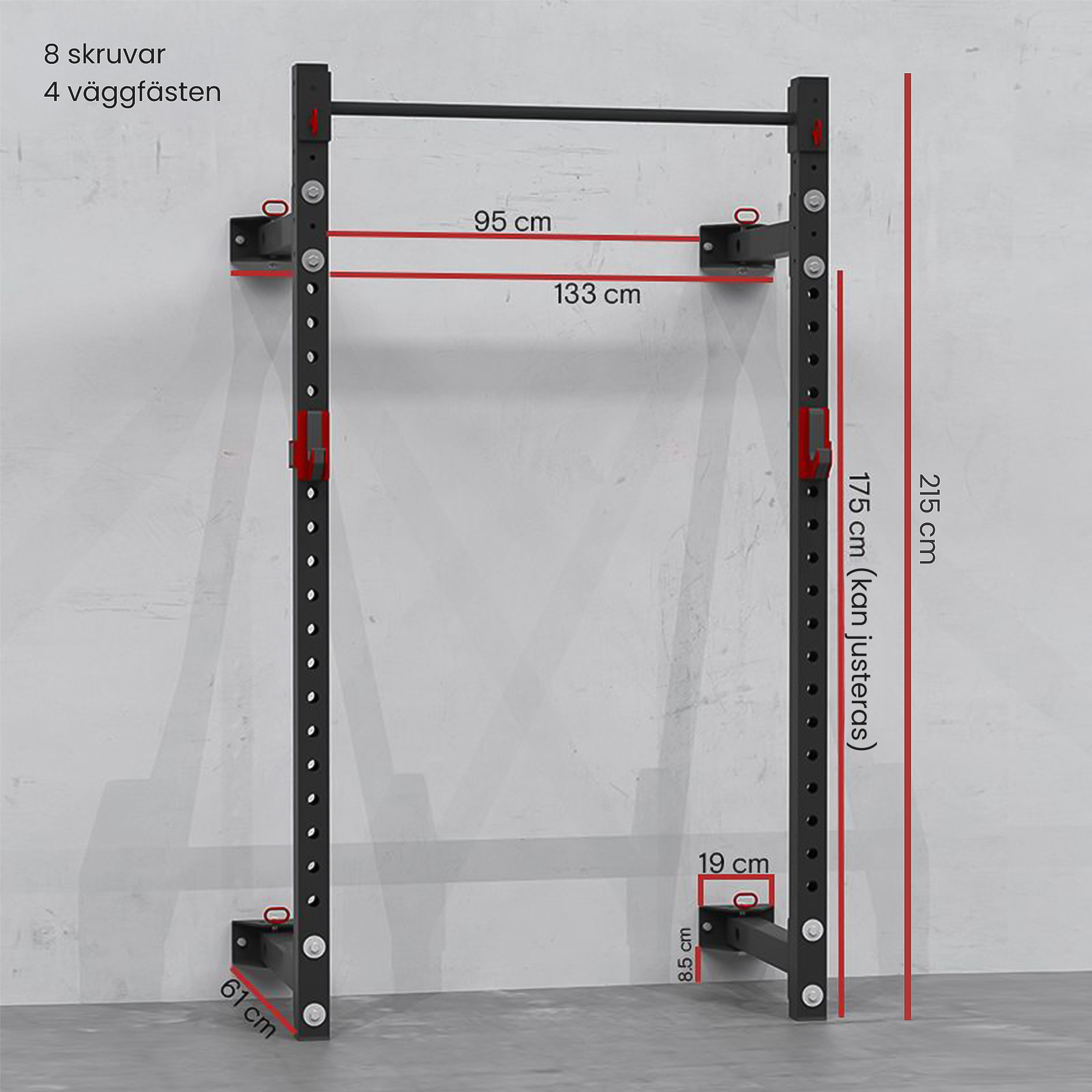 X6226 Väggmonterad Skivstångsställning (ihopfällbart) - Image 3
