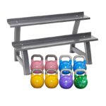 kettlebell ställ med tillhörande kettlebells